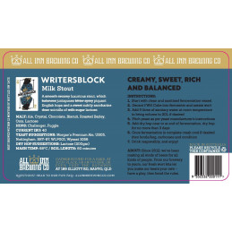 All Inn Writersblock - Milk Stout - FWK (15l) “CRÉMEUSE, DOUCE, RIC...